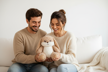 Conejito con pareja fondo blanco